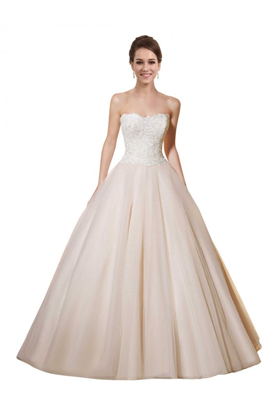 Elfenbein & Champagner Prinzessin Kapelle-schleppe Tüll Spitze Brautkleider Ausverkauf