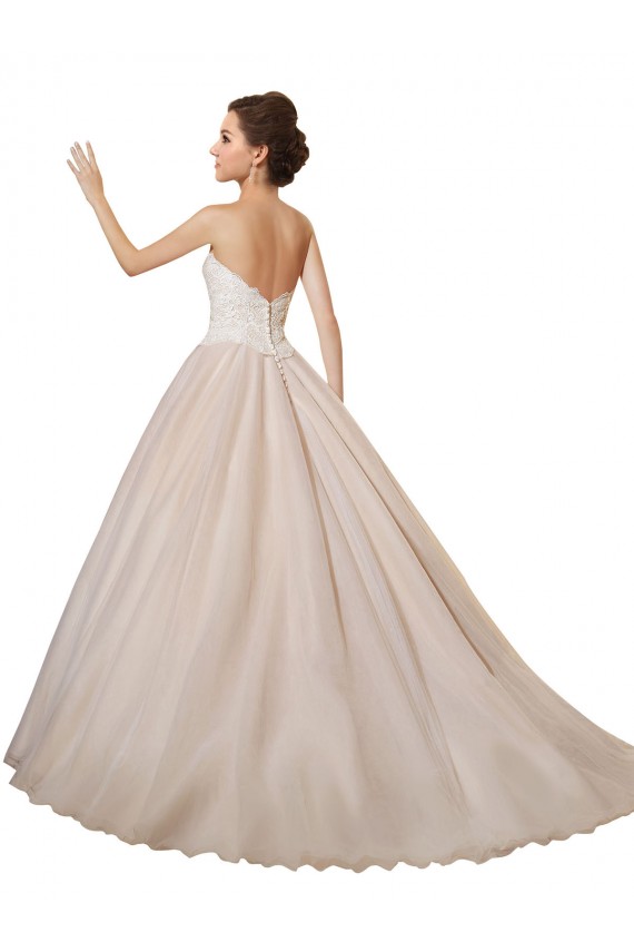 Elfenbein & Champagner Prinzessin Kapelle-schleppe Tüll Spitze Brautkleider Ausverkauf