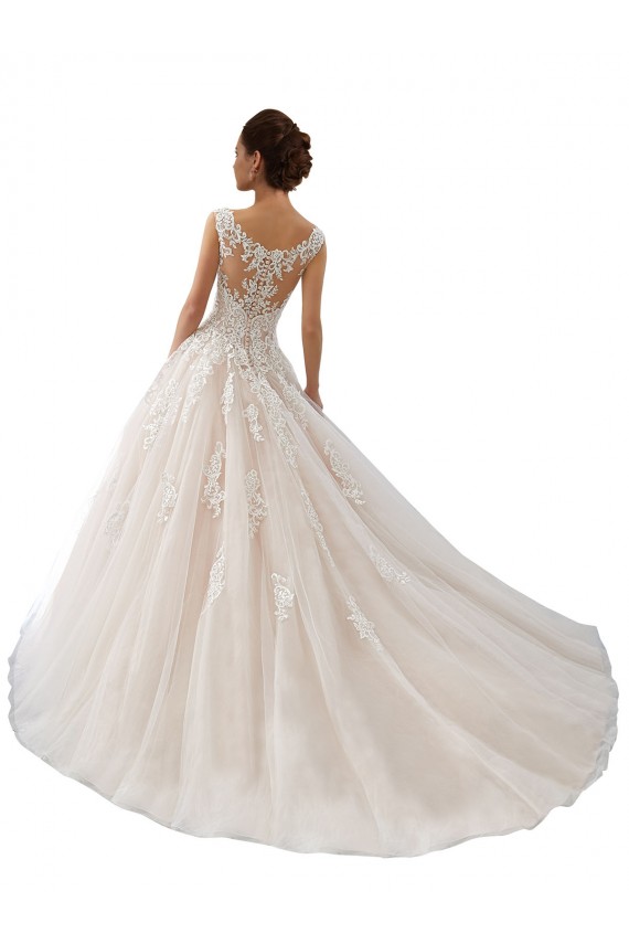 Elfenbein & Champagner Prinzessin Kapelle-schleppe Tüll Spitze Brautkleider Ausverkauf