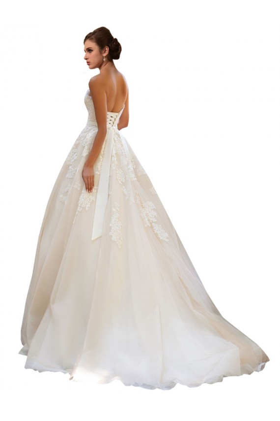 Elfenbein & Champagner Prinzessin Kapelle-schleppe Tüll Spitze Brautkleider Ausverkauf