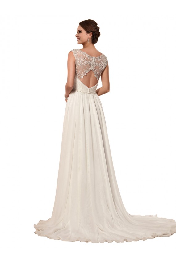 Elfenbein Etui Kapelle-schleppe Chiffon Brautkleider Ausverkauf