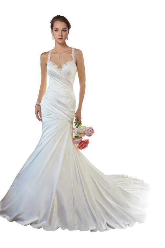 Elfenbein Meerjungfrau Kapelle-schleppe Satin Strand Brautkleider Ausverkauf