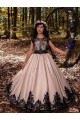 Elfenbein Prinzessin Satin Spitze Lange Blumenmädchenkleider Ausverkauf