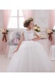 Elfenbein Prinzessin Tüll Spitze Lange Blumenmädchenkleider Ausverkauf