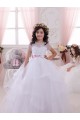 Elfenbein Prinzessin Tüll Spitze Lange Blumenmädchenkleider Ausverkauf