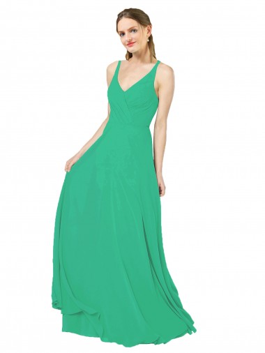Emerald Etui V-Ausschnitt Chiffon Lange Brautjungfernkleider Ausverkauf