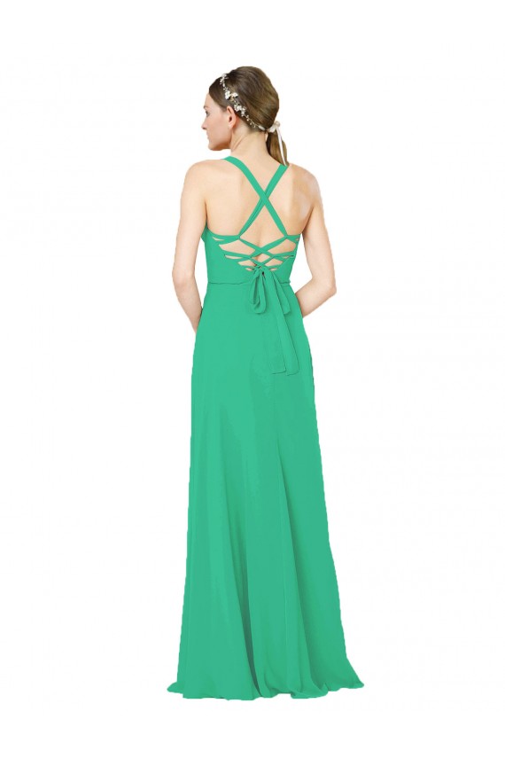 Emerald Etui V-Ausschnitt Chiffon Lange Brautjungfernkleider Ausverkauf