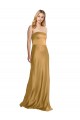 Gold A-Linien Trägerlos Stretch-Satin Lange Formale Brautjungfernkleider / Abendkleider / Abiballkleider Ausverkauf
