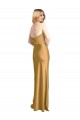 Gold A-Linien Trägerlos Stretch-Satin Lange Formale Brautjungfernkleider / Abendkleider / Abiballkleider Ausverkauf