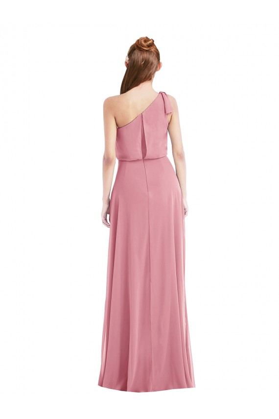Hautrosa A-Linien Eine-Schulter Chiffon Lange Brautjungfernkleider Ausverkauf