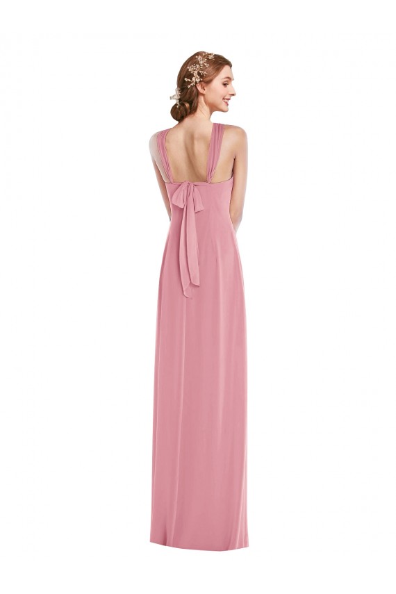 Hautrosa A-Linien Neckholder Chiffon Lange Brautjungfernkleider Ausverkauf