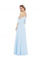 Helles Himmelblau A-Linien Neckholder Chiffon Lange Brautjungfernkleider Ausverkauf