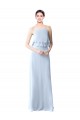 Helles Himmelblau A-Linien Neckholder Chiffon Lange Brautjungfernkleider Ausverkauf