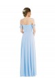 Helles Himmelblau A-Linien Off-Schulter Chiffon Lange Formale Brautjungfernkleider / Abendkleider Ausverkauf