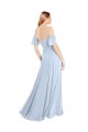 Helles Himmelblau A-Linien Off-Schulter Quadrat Ausschnitt Chiffon Lange Brautjungfernkleider Ausverkauf