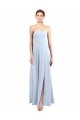 Helles Himmelblau A-Linien Trägerlos Chiffon Lange Brautjungfernkleider Ausverkauf