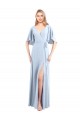 Helles Himmelblau A-Linien V-Ausschnitt Chiffon Lange Brautjungfernkleider Ausverkauf