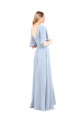 Helles Himmelblau A-Linien V-Ausschnitt Chiffon Lange Brautjungfernkleider Ausverkauf