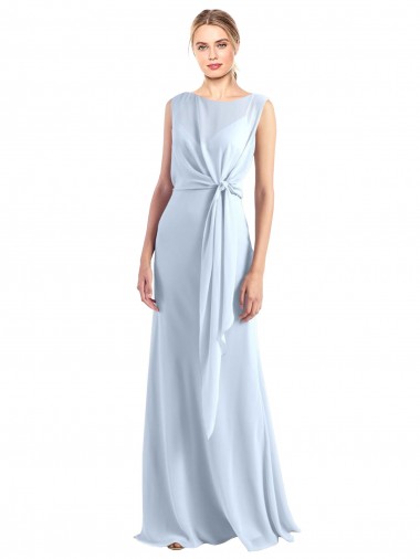 Helles Himmelblau A-Linien V-Ausschnitt Chiffon Lange Brautjungfernkleider Ausverkauf