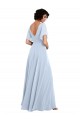 Helles Himmelblau A-Linien V-Ausschnitt Chiffon Lange Brautjungfernkleider Ausverkauf