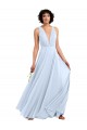Helles Himmelblau A-Linien V-Ausschnitt Chiffon Lange Brautjungfernkleider Ausverkauf