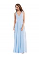 Helles Himmelblau A-Linien V-Ausschnitt Chiffon Lange Brautjungfernkleider Ausverkauf