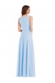 Helles Himmelblau A-Linien V-Ausschnitt Chiffon Lange Brautjungfernkleider Ausverkauf