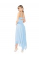 Helles Himmelblau A-Linien V-Ausschnitt Midi Chiffon Kurze Brautjungfernkleider / Cocktailkleider / Heimkehr Kleider Ausverkauf