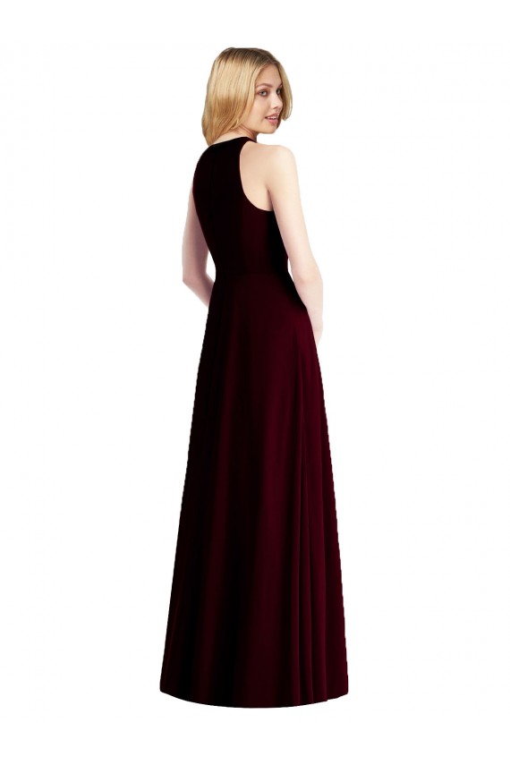 Helles Himmelblau Trompete Neckholder Chiffon Lange Brautjungfernkleider Ausverkauf