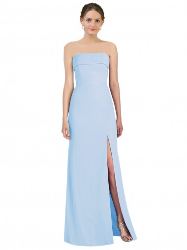 Helles Himmelblau Trompete Trägerlos Chiffon Lange Formale Brautjungfernkleider / Abendkleider Ausverkauf