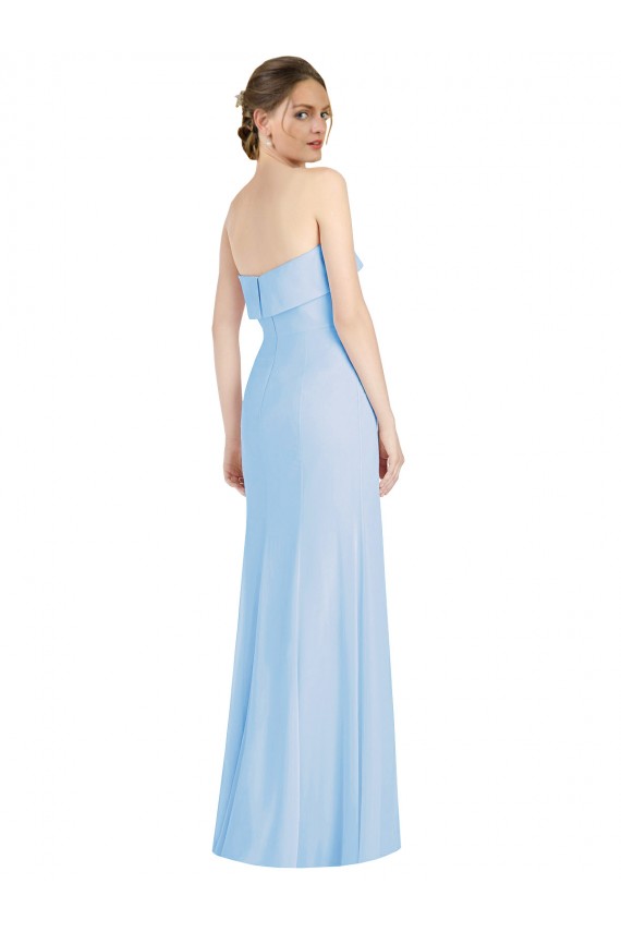 Helles Himmelblau Trompete Trägerlos Chiffon Lange Formale Brautjungfernkleider / Abendkleider Ausverkauf