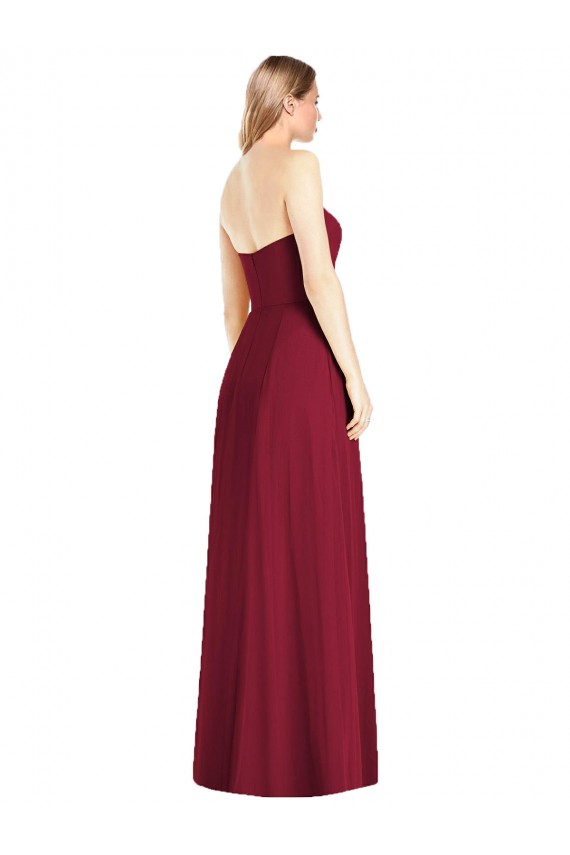 Hot Rosa Trompete V-Ausschnitt Trägerlos Chiffon Lange Brautjungfernkleider Ausverkauf