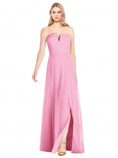 Hot Rosa Trompete V-Ausschnitt Trägerlos Chiffon Lange Brautjungfernkleider Ausverkauf