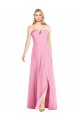 Hot Rosa Trompete V-Ausschnitt Trägerlos Chiffon Lange Brautjungfernkleider Ausverkauf