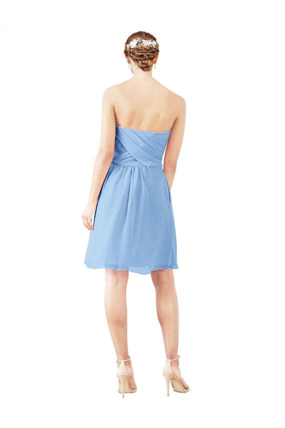 Immergrün A-Linien Trägerlos Knielang Chiffon Kurze Brautjungfernkleider / Cocktailkleider / Heimkehr Kleider Ausverkauf