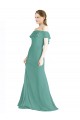 Isländisches Silber A-Linien Off-Schulter Chiffon Lange Brautjungfernkleider Ausverkauf