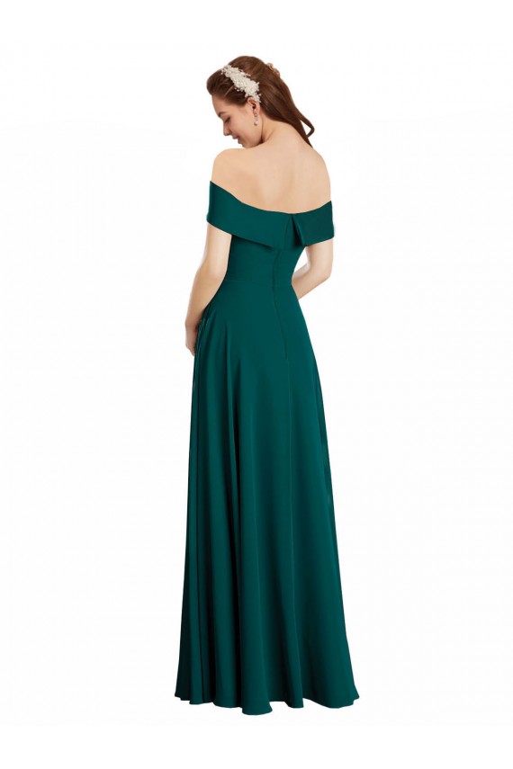 Jagdgrün A-Linien Off-Schulter Chiffon Lange Brautjungfernkleider Ausverkauf