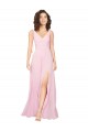 Kaum Rosa A-Linien V-Ausschnitt Chiffon Lange Brautjungfernkleider Ausverkauf