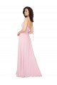 Kaum Rosa A-Linien V-Ausschnitt Chiffon Lange Brautjungfernkleider Ausverkauf