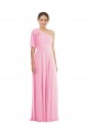 Kaum Rosa Trompete Eine-Schulter Chiffon Lange Brautjungfernkleider Ausverkauf