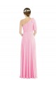 Kaum Rosa Trompete Eine-Schulter Chiffon Lange Brautjungfernkleider Ausverkauf