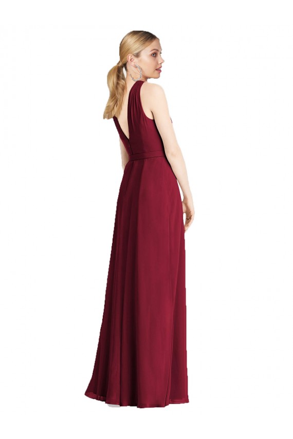 Königsblau A-Linien Neckholder Chiffon Lange Brautjungfernkleider Ausverkauf