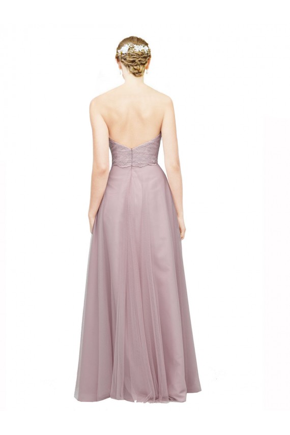 Light Lilac A-Linien Tüll Spitze Lange Brautjungfernkleider Ausverkauf