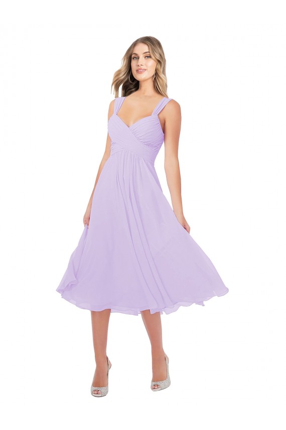 Lila A-Linien Midi Chiffon Kurze Brautjungfernkleider / Cocktailkleider / Heimkehr Kleider Ausverkauf