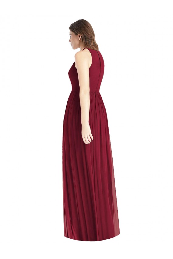 Lila A-Linien Neckholder Chiffon Lange Brautjungfernkleider Ausverkauf
