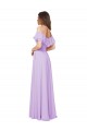Lila A-Linien Off-Schulter Trägerlos Chiffon Lange Brautjungfernkleider Ausverkauf