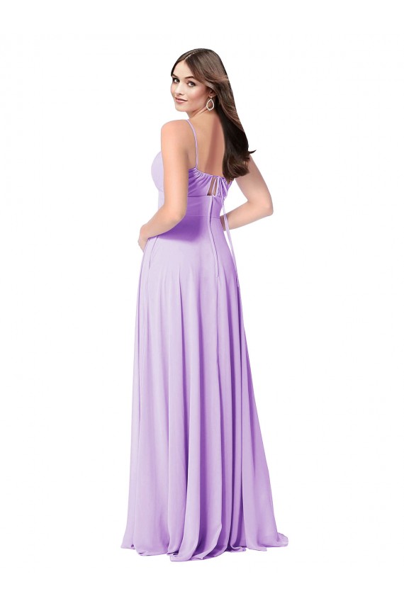 Lila A-Linien Scoop Chiffon Lange Brautjungfernkleider Ausverkauf