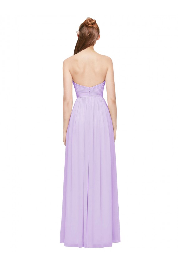 Lila A-Linien Trägerlos Chiffon Lange Brautjungfernkleider Ausverkauf