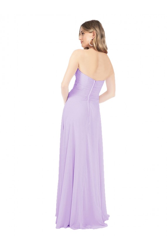 Lila A-Linien Trägerlos Chiffon Lange Brautjungfernkleider Ausverkauf