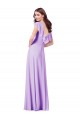 Lila A-Linien V-Ausschnitt Chiffon Lange Brautjungfernkleider Ausverkauf